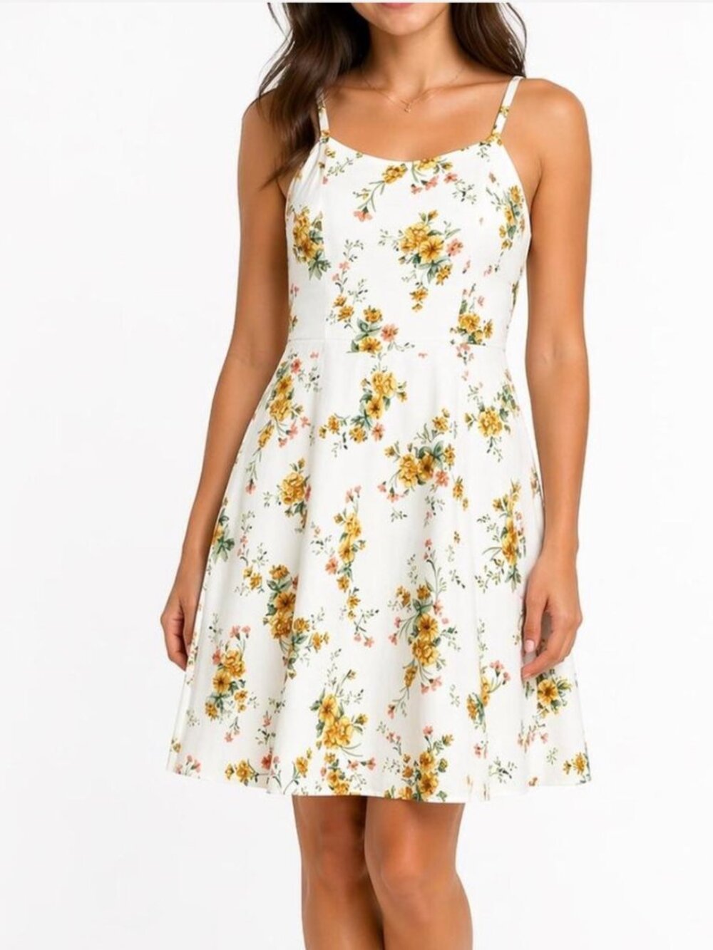 Old Navy Linen Blend White Floral Mini Cami Dress Size Small